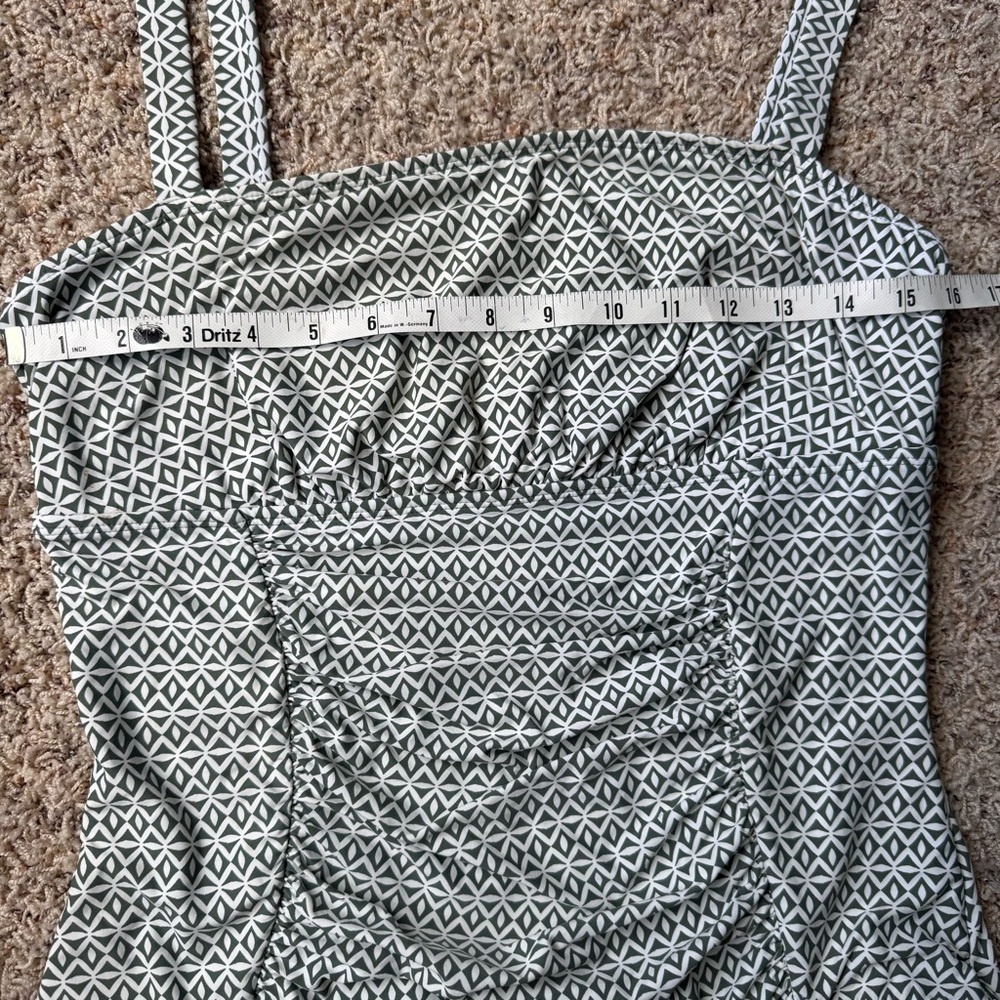 Anne Cole One Piece Swimsuit Women’s 14 Green White Geometric Ruched Green White - Picture 8 of 9